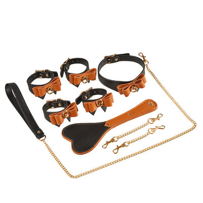 9 sztuk Skórzane SM Sex Fetish Bondage Kajdanki Sutek Zaciski Kołnierz Gag Whip Lina