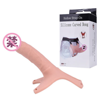 OEM Silikonowa przyssawka Dildo 26cm Hollw Strap On Curved Dong