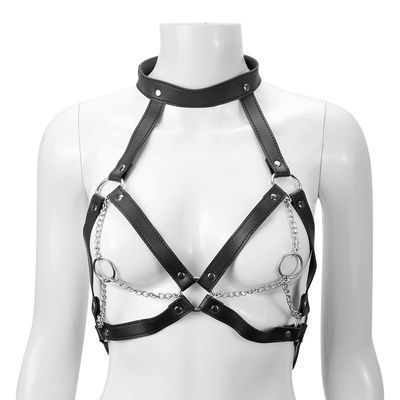CE Czarny PU Leather Sex Fetysz Bondage Erotyczny Halter Tank 62cm