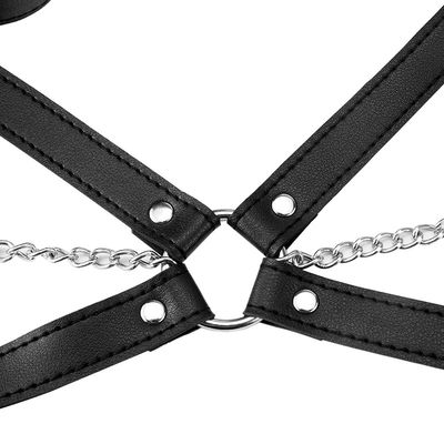 CE Czarny PU Leather Sex Fetysz Bondage Erotyczny Halter Tank 62cm